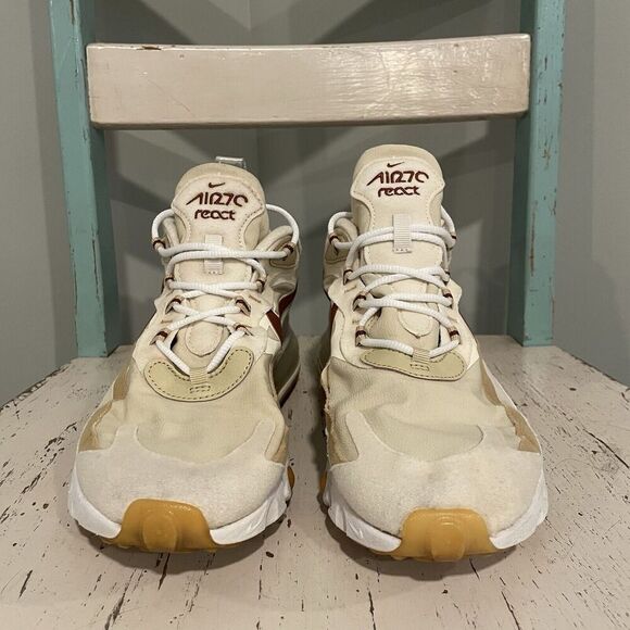 Nike Air Max 270 React Running Shoes Team Gold Red AT6174-700 Women's Sz 9.5 - Picture 2 of 9